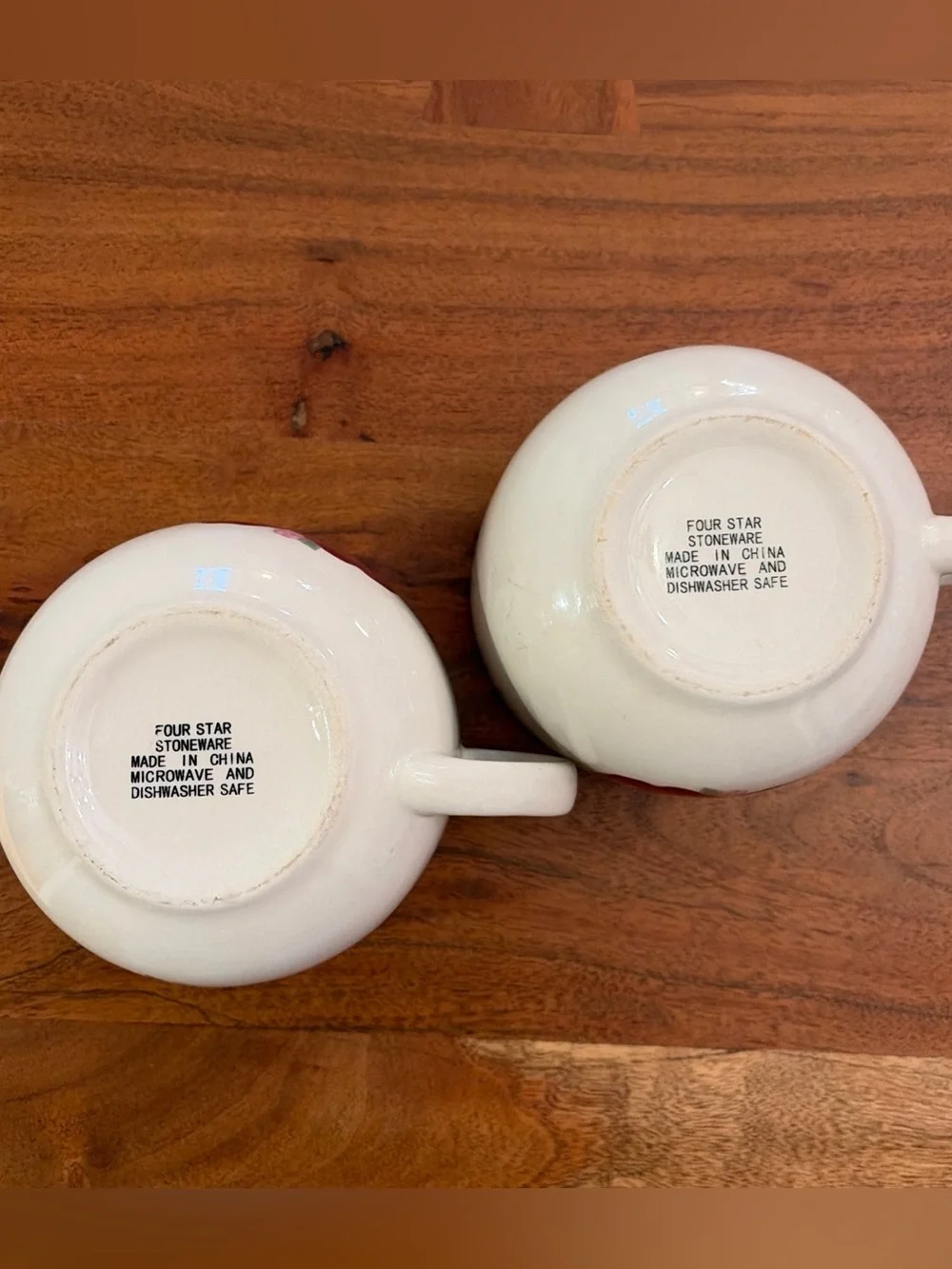 2 Vintage Four Star Stoneware Apple Jumbo Mugs Handled Soup Bowls Cottagecore